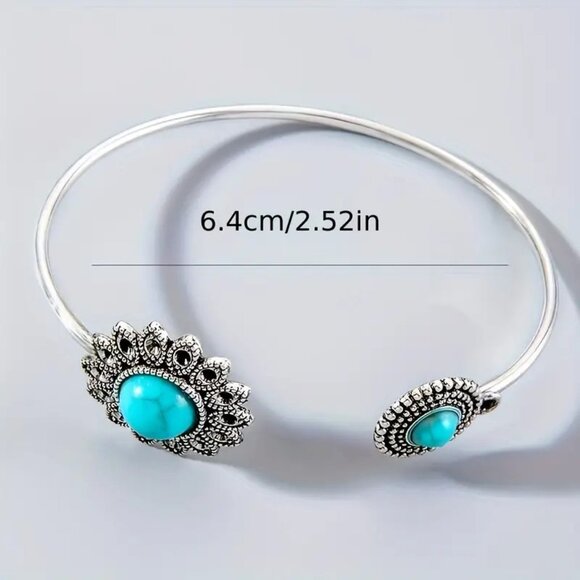 Bracelet Turquoise Bangle Wrist Cuff  Boho Native Southwest Trendy Stylish Fun - Picture 4 of 4